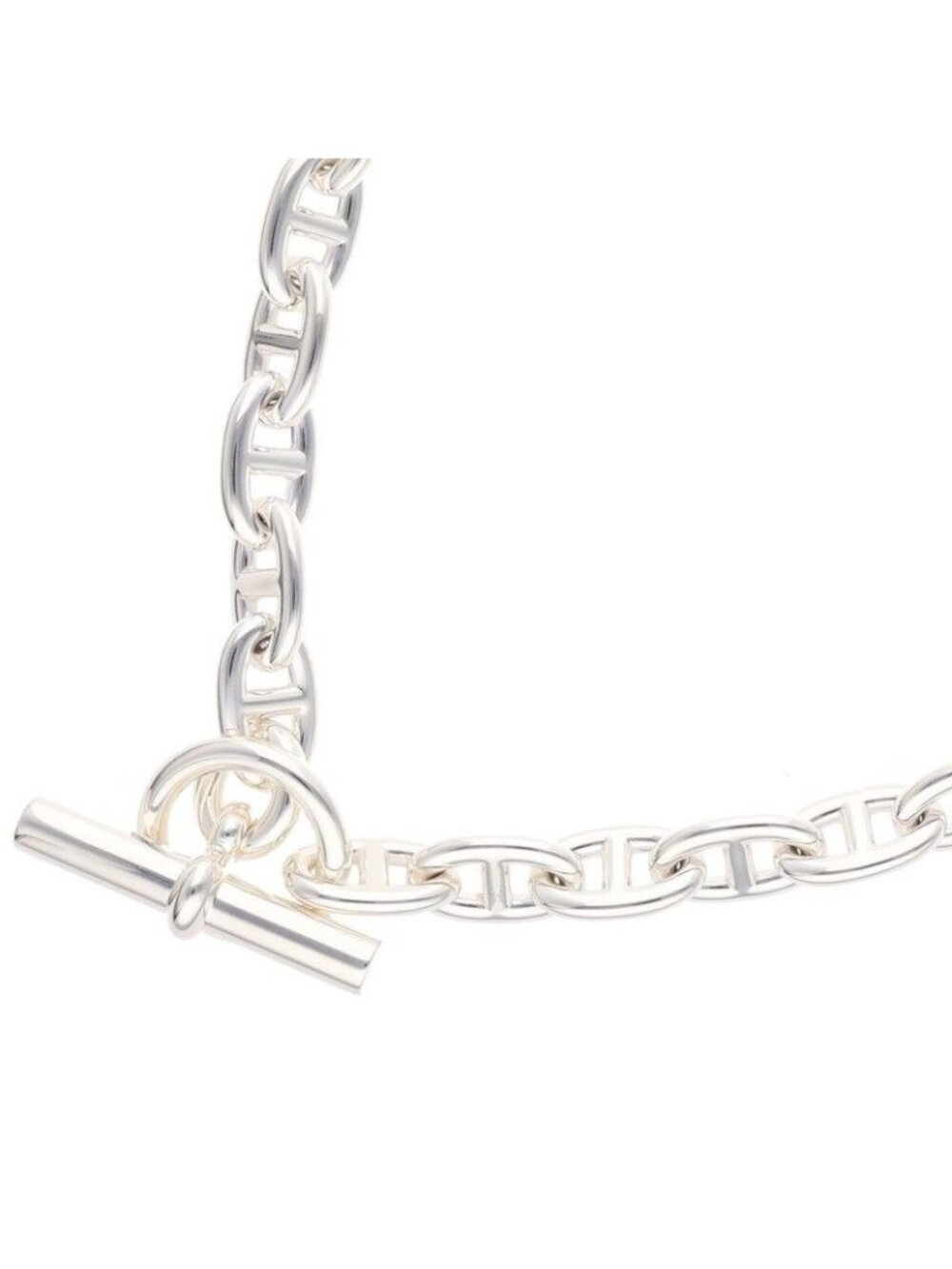 Hermes Chaine D'ancre MM Silver Choker Necklace 36